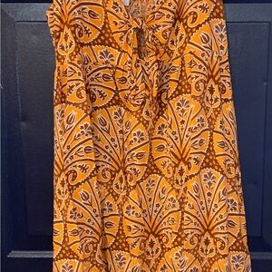 Knox Rose Orange and Brown Patterned Top